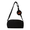 Minimalist black crossbody bag with adjustable strap and small round coin purse accessory - Black