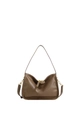 Dunkelbraune PU-Leder Schultertasche für Damen in minimalistischem Zylinder-Design - Khaki