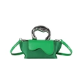 Borsa a mano verde minimalista in PU con manico metallico a onda e tracolla coordinata - Verde