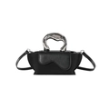 Borsa a mano nera minimalista con patta a onde e manico in metallo liquido argento - Nero