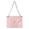 Bolso bandolera rosa de cuero PU con cadena plateada y cierre de hebilla giratoria - Rosa