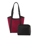 Ensemble sac cabas minimaliste en cuir PU bordeaux avec pochette noire et bandoulière - Rouge