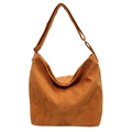 Caramel brown corduroy hobo shoulder bag with a stylish adjustable wide strap - Brown