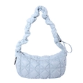 Quilted light blue hobo bag with cloud-style pleated shoulder strap in a minimalist design - Blue