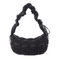 Chic black quilted cloud hobo bag with padded shoulder strap and crescent shape - Black