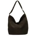 Deep olive green corduroy hobo bag with adjustable wide shoulder strap in retro style - Green