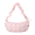 Pink quilted cloud bag with pleated shoulder strap and soft ruffled dumpling texture - Pink