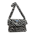 Borsa a tracolla invernale in peluche con elegante stampa a motivo zebrato bianco e nero - Zebra Print
