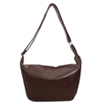 Minimalist dark brown crossbody hobo bag with adjustable strap and glossy leather finish - Dark Brown
