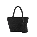 Borsa tote trapuntata nera con mini pochette coordinata e dettaglio catena argento - Set di borse a spalla / Nero