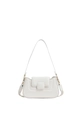 Bolso de hombro minimalista en cuero PU blanco con hebilla cuadrada elegante y moderno - Blanco Roto