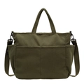 Bolso bandolera de pana verde oscuro con múltiples bolsillos y correa ajustable - Verde
