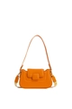 Bolso de hombro naranja minimalista en cuero PU con una correa de tela ancha con estampados - Naranja