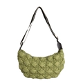 Borsa a tracolla trapuntata in nylon verde matcha con cinturino in tessuto - Verde
