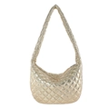 Borsa hobo trapuntata oro metallizzato con tracolla imbottita e forma a mezzaluna - Oro
