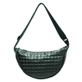 Bolso bandolera de media luna acolchado verde de PU de calidad con correa ajustable - Verde