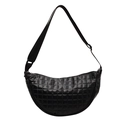 Bolso de media luna acolchado negro con correa ajustable y diseño minimalista - Negro