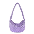 Borsa a spalla trapuntata lilla metallizzato in ecopelle con motivo a rombi chic - Viola