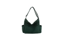 Dark green minimalist canvas crossbody bag with double front pockets and adjustable strap - Dark Green