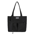 Borsa tote minimalista in nylon nero con design multi-tasche e tracolle - Nero