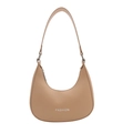 Borsa a spalla a mezzaluna in pelle PU marrone chiaro con stampa decorativa FASHION - Cachi