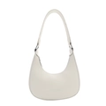Borsa hobo a mezzaluna minimalista in pelle PU avorio con incisione e fibbie in metallo argento - Bianco