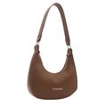 Borsa hobo a mezzaluna in pelle PU marrone opaca con tracolla e stampa moda - Marrone