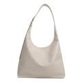 Bolso de hombro hobo minimalista beige crema en cuero PU con hebilla metálica ajustable - Blanco