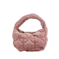 Chic quilted plush handbag for women in a soft light pink finish with metallic zipper - Dusty Pink