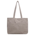 Borsa tote in velluto a coste tortora con ampie tasche frontali e grande capacità - Grigio chiaro