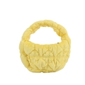 Miniature lemon yellow quilted plush dumpling handbag with soft velvet texture - Yellow