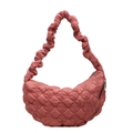 Korallenrosa gesteppte Hobo-Tasche mit plissiertem Trageriemen und silbernem Reißverschluss - Dunkelrosa