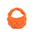 Mini quilted orange velvet cloud handbag with plush padded handle and pleated design - Orange