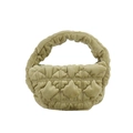 Mini quilted cloud bag in light olive fleece with soft textured diamond pattern - Green