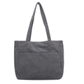 Borsa tote in velluto a coste grigio scuro con tasche frontali e trama a coste - grigio scuro