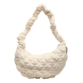 Borsa a nuvola trapuntata bianco off-white con trama soffice e zip in argento - Bianco Sporco