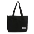 Sac fourre-tout minimaliste en toile noire avec poches avant et étiquette tissée - Noir