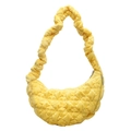 Borsa a spalla in peluche giallo con design trapuntato a nuvola e texture soffice - Giallo