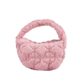 Mini pink velvet pleated cloud handbag with quilted rhombus texture and smooth zipper - Pink