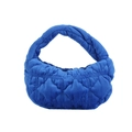 Cloud-shaped pleated mini handbag in deep blue velvet plush with quilted diamond pattern - Blue