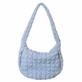 Borsa a nuvola trapuntata azzurra con grande capacità e design a pieghe alla moda - Azzurro / 49*33*18