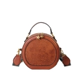 Bolso vintage de cuero PU marrón con relieve floral y correa de hombro de estilo étnico - Marrón