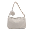 Borsa a tracolla in velluto a coste bianco crema con portamonete tondo coordinato - Bianco