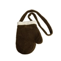 Donkerbruine fleece handschoenen met witte pluche rand en handig nekkoord - Bruin