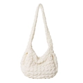 Elegante borsa a nuvola bianca pieghettata con trama trapuntata e grande capacità donna - Bianco / 49*33*18