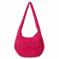 Rose red quilted cloud bag in lightweight nylon fabric with padded shoulder strap - Rose Red / 49*33*18