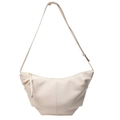 Bolso de hombro media luna blanco crema con costura vertical y correa ajustable moda - Blanco Roto