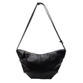 Bolso bandolera minimalista de cuero PU negro en forma de luna con correa ajustable - Negro