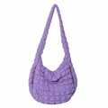 Purple quilted cloud dumpling bag with light puff texture and adjustable wide strap - Purple / 49*33*18