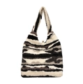 Plüsch-Shopper mit schwarz-weißem abstrakten Muster und praktischem Magnetverschluss - Zebra Muster Plüsch Große Tragetasche (Modell 2)